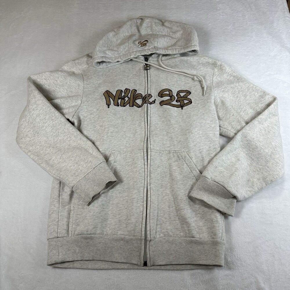 Nike SB 3B Zip Up Hoodie Gray Embroidered Graphic Skateboarding Y2K S Skatecore